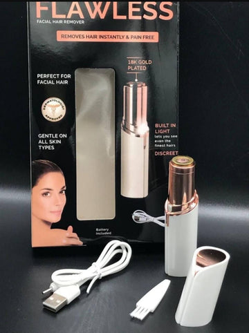 FLAWLESS RECHARGEABLE FACIAL HAIR REMOVER FOR WOMEN -USB ELECTRIC FACE TRIMMER WITH LED LIGHT