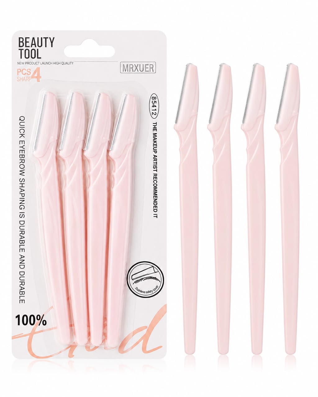 4PCS PINK EYEBROW RAZOR & FACIAL HAIR REMOVAL TOOL – PRECISION BROW SHAPER
